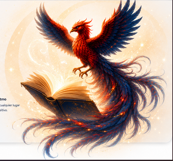 Fénix sobre libro abierto